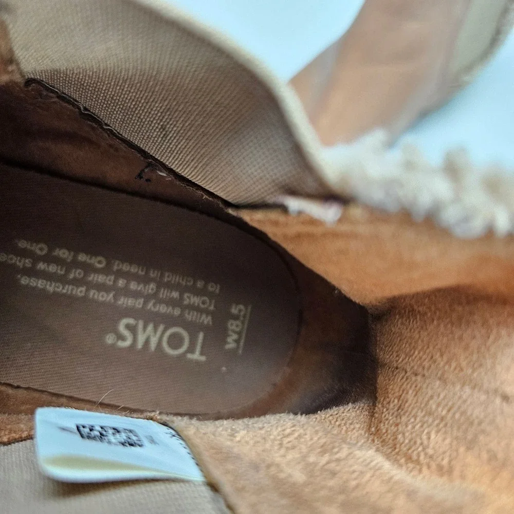 Toms Sherpa Heel Booties Women's 8.5 Tan Leather Ankle Boots‎